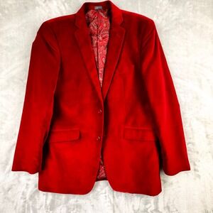 Red Velvet Blazer Madison Sport Coat Mens 42R Holiday Red Paisley Lined Cotton